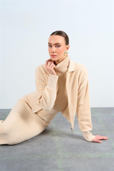 Fermuarlı Etekli Takım - Vanilya