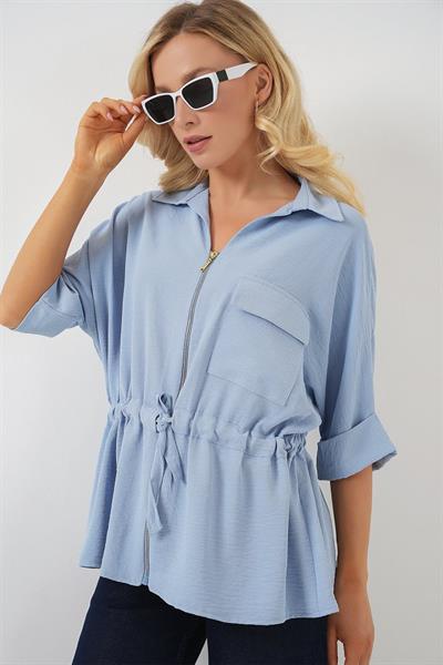 Fermuarlı Gömlek 0721 - Mavi
