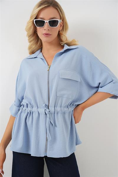 Fermuarlı Gömlek 0721 - Mavi