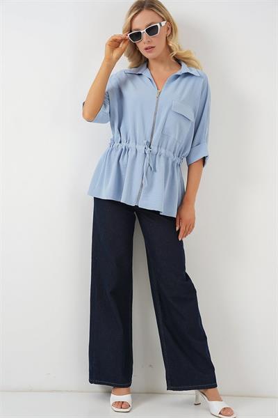 Fermuarlı Gömlek 0721 - Mavi