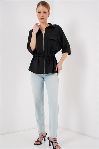 Fermuarlı Gömlek 0721 - Siyah