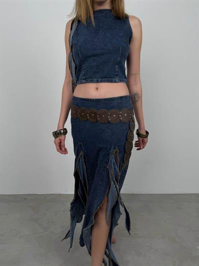 Fırfırlı Denim Etek