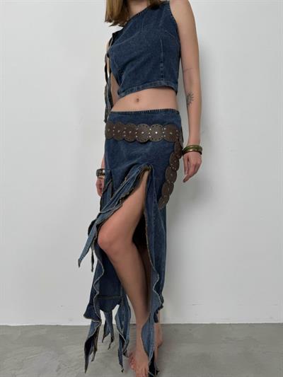 Fırfırlı Denim Etek