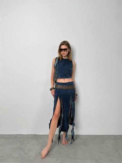 Fırfırlı Denim Etek
