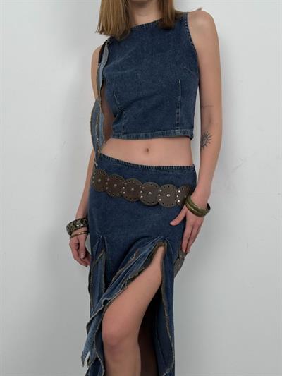 Fırfırlı Denim Etek