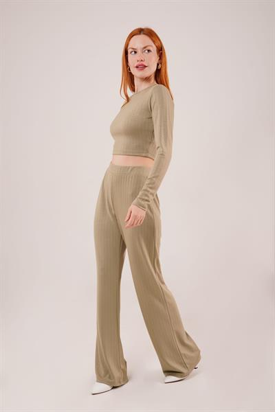 Fitilli Bluz Ve Pantolon Yeşil İkili Takım