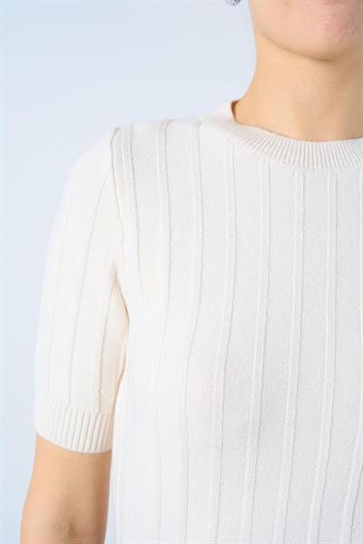 Fitilli Kısa Kol Kazak - Krem