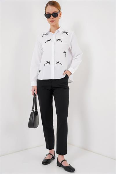 Fiyonk Detay Gömlek 20311 - Beyaz