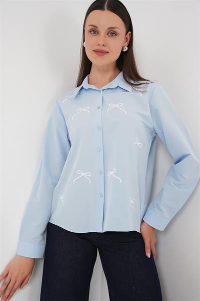 Fiyonk Detay Gömlek 20311 - Mavi