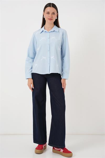 Fiyonk Detay Gömlek 20311 - Mavi