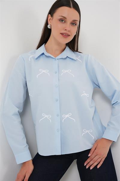 Fiyonk Detay Gömlek 20311 - Mavi