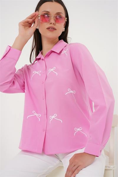 Fiyonk Detay Gömlek 20311 - Pembe