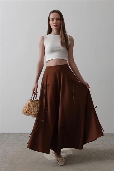 Fiyonk Kloş Etek - Kahve