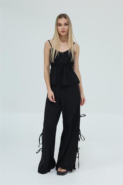 Fiyonklu Bluz Takım - Siyah