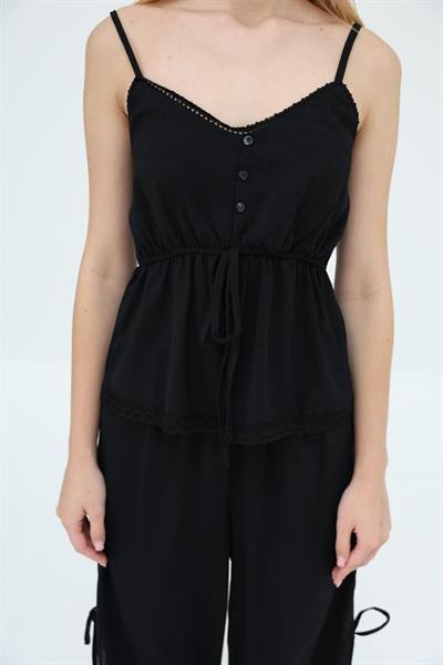 Fiyonklu Bluz Takım - Siyah