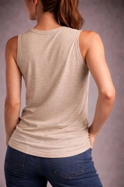 Flamlı Kumaş Sıfır Kolsuz Atlet Basic Spor Üst, Günlük Ve Fitness Kullanımına Uygun - Taş