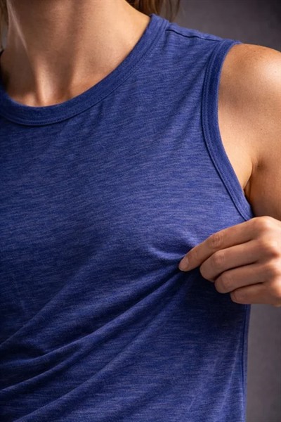 Flamlı Kumaş Sıfır Kolsuz Atlet Basic Spor Üst, Günlük Ve Fitness Kullanımına Uygun - İndigo