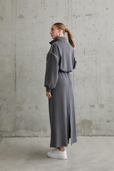 Füme Biyeli Sweatshirt Ve Etek Takım