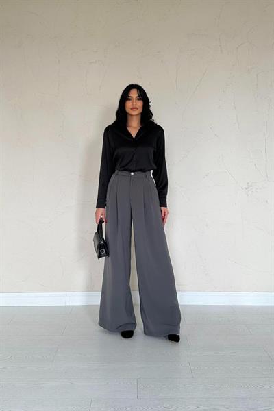 Füme Pileli Comfort Pantolon