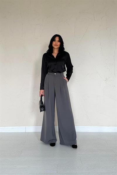 Füme Pileli Comfort Pantolon