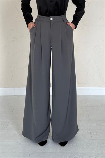 Füme Pileli Comfort Pantolon