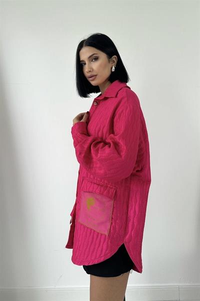 Fuşya Cepli Kapitone Gömlek