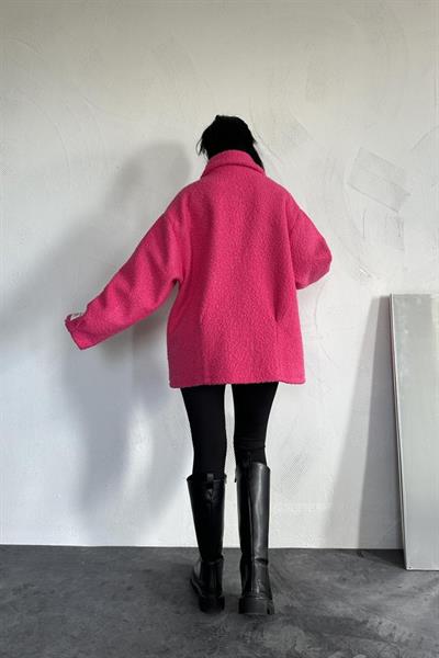 Fuşya Etiketli Pile Detaylı Ceket
