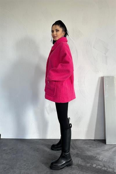 Fuşya Etiketli Pile Detaylı Ceket