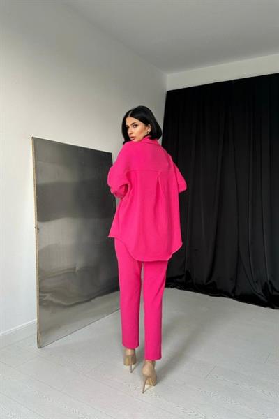 Fuşya Gömleği Taşlı Fitilli Takım