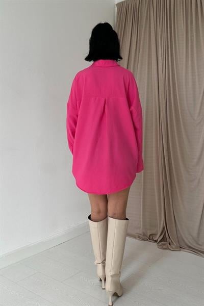 Fuşya Klasik Kalıp El İşlemeli Gömlek