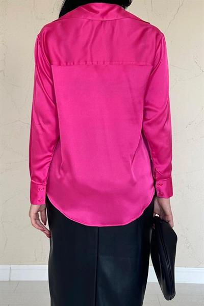 Fuşya Saten Gömlek