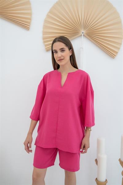Fuşya Şort Ve Üst Takım