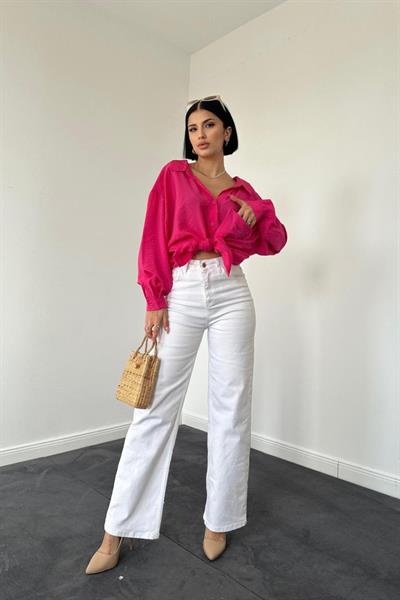 Fuşya Tek Cepli Bedensiz Cruz Gömlek