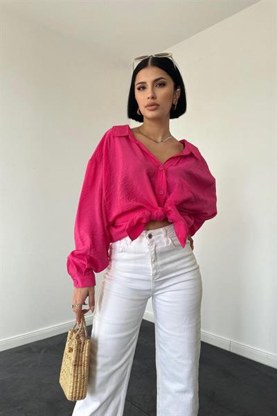 Fuşya Tek Cepli Bedensiz Cruz Gömlek