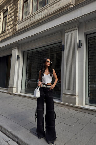 GABARDİN  KARGO PANTOLON - Siyah