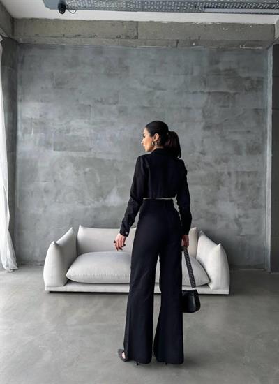 GABARDİN CEKET - PANTOLON TAKIM - Siyah