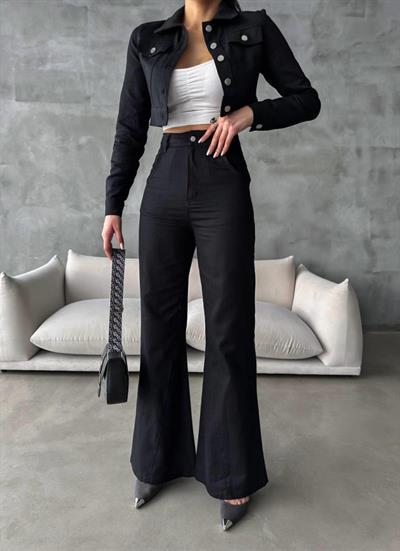 GABARDİN CEKET - PANTOLON TAKIM - Siyah