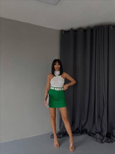 GABARDİN KISA ETEK CEP DETAYLI - Yeşil