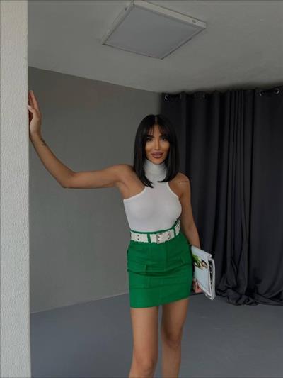 GABARDİN KISA ETEK CEP DETAYLI - Yeşil