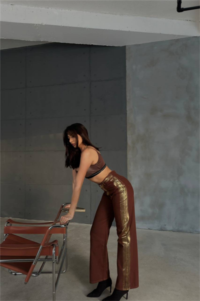 GABARDİN PALAZZO PANTOLON - Kahverengi