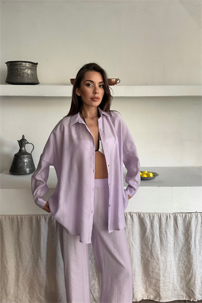 GÖMLEK - PANTOLON TAKIM - Lila