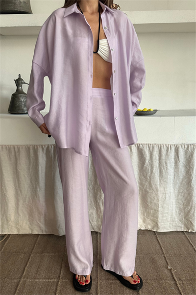 GÖMLEK - PANTOLON TAKIM - Lila