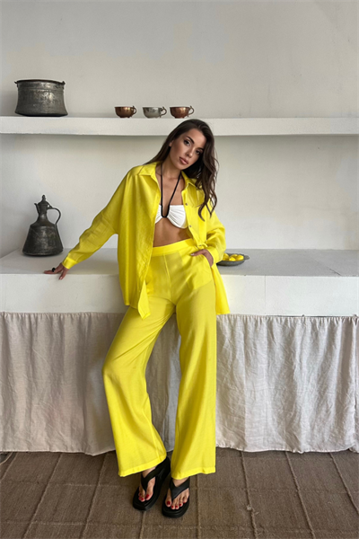 GÖMLEK - PANTOLON TAKIM - Sarı