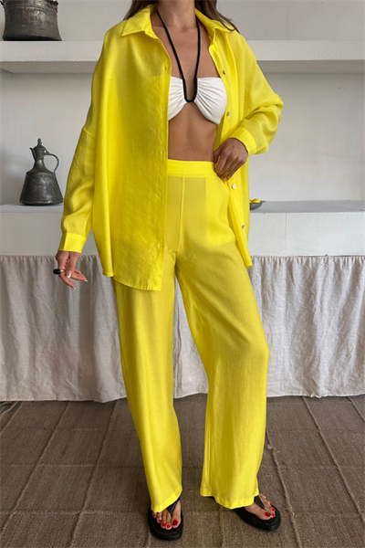 GÖMLEK - PANTOLON TAKIM - Sarı