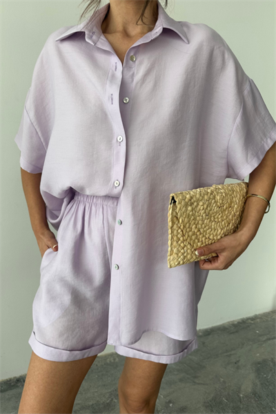 GÖMLEK - ŞORT TAKIM - Lila