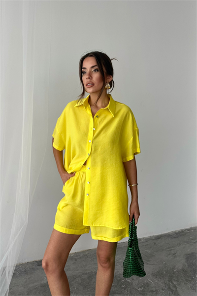GÖMLEK - ŞORT TAKIM - Sarı