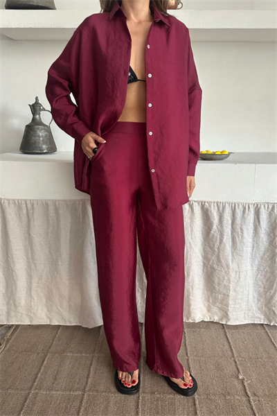 GÖMLEK-PANTOLON TAKIM CUPRA KUMAŞ - Bordo