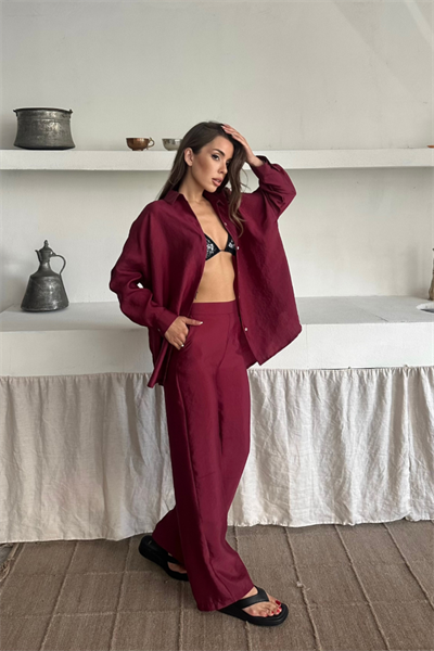 GÖMLEK-PANTOLON TAKIM CUPRA KUMAŞ - Bordo