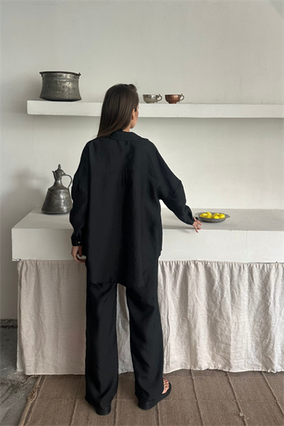 GÖMLEK-PANTOLON TAKIM CUPRA KUMAŞ - Siyah