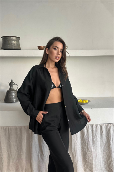 GÖMLEK-PANTOLON TAKIM CUPRA KUMAŞ - Siyah